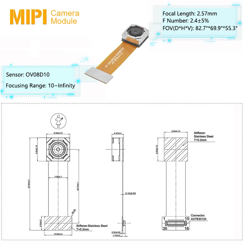 4K Night Vision OmniVision OV08D10 Image Sensor MIPI AI Camera Module suppliers